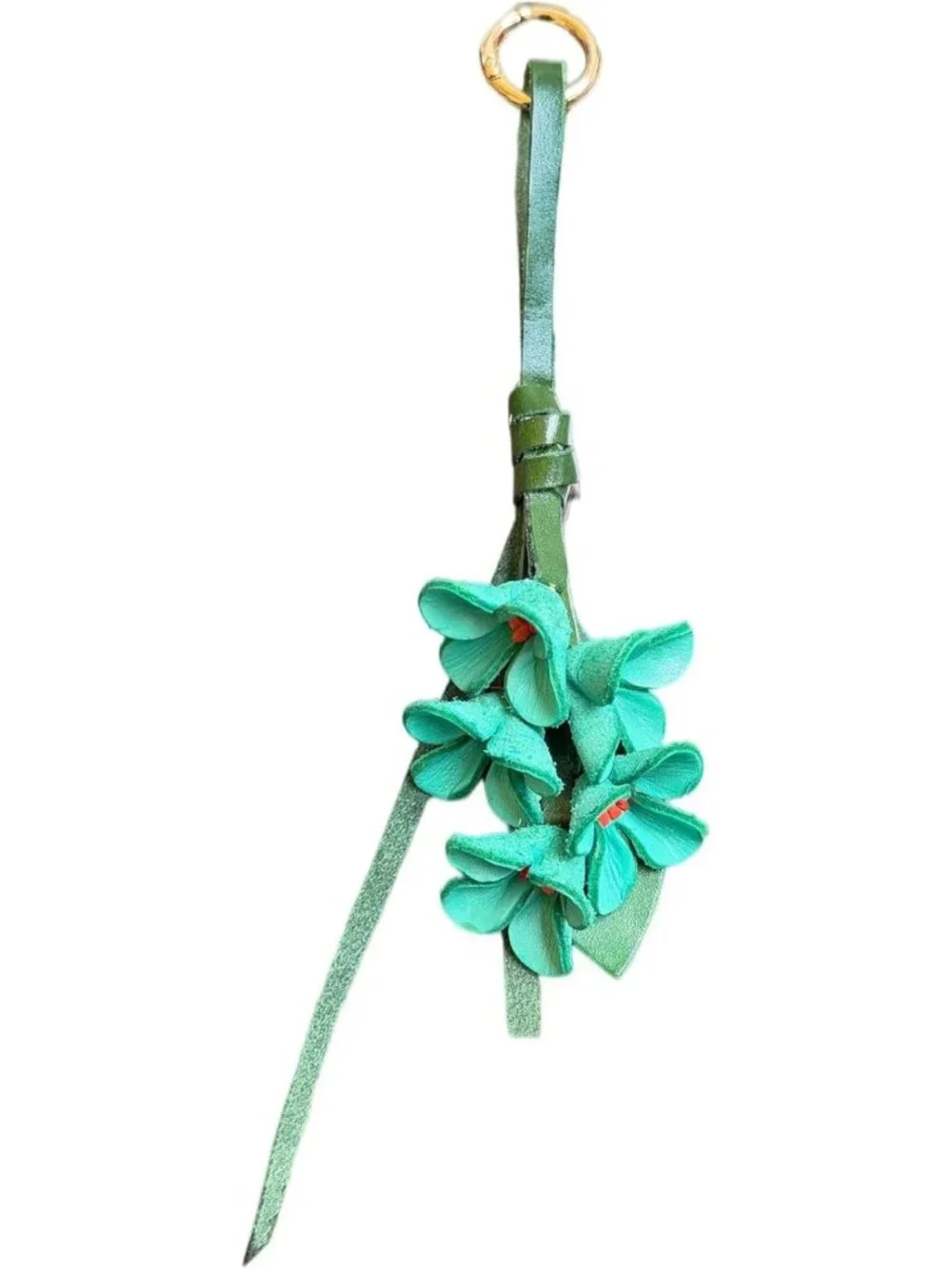Boho Genuine Leather Flower Keychain | Cute Bag Charm for Handbag & Purse